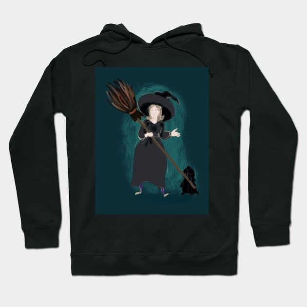 Cottage core witch with broom and Labrador puppy Hoodie by Orangerinka